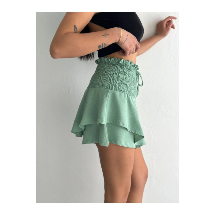 Yüksek Bel Mini Şort Etek