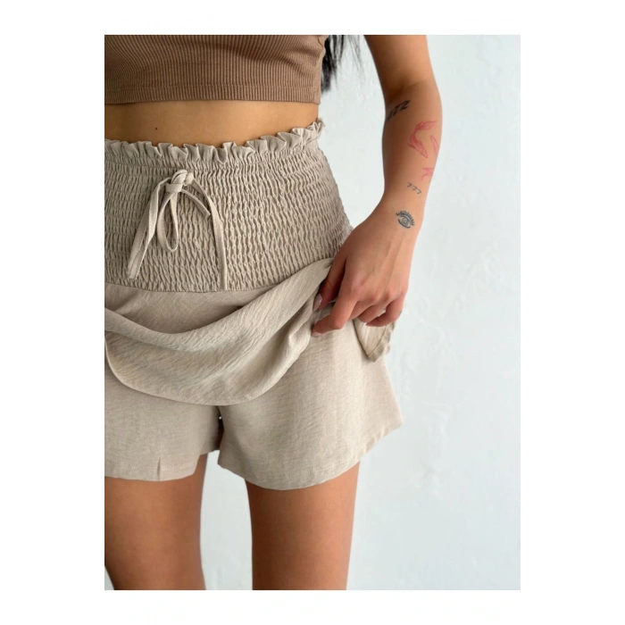 Yüksek Bel Mini Şort Etek