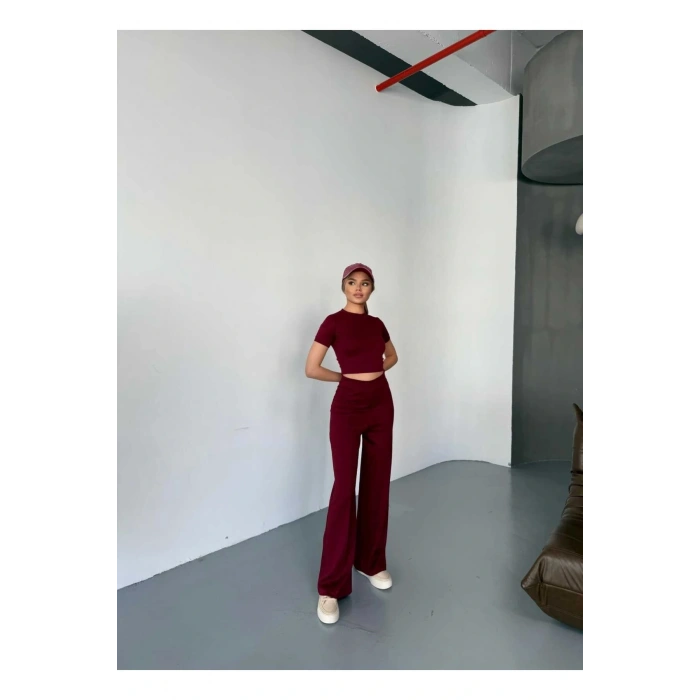 Modal Kumaş Crop Pantolon Takım