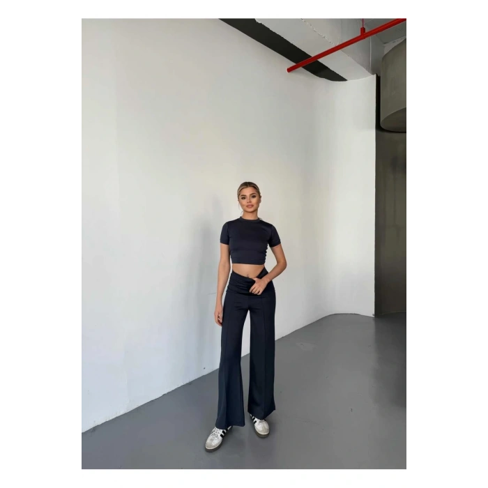 Modal Kumaş Crop Pantolon Takım