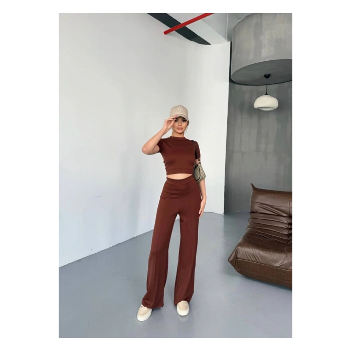 Modal Kumaş Crop Pantolon Takım