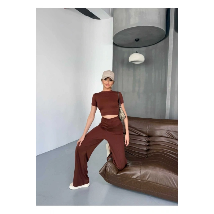 Modal Kumaş Crop Pantolon Takım
