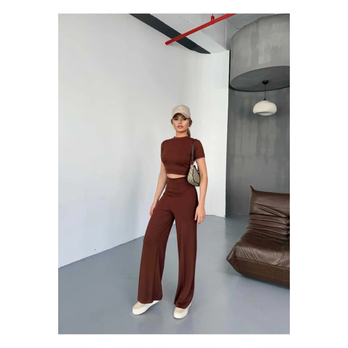 Modal Kumaş Crop Pantolon Takım
