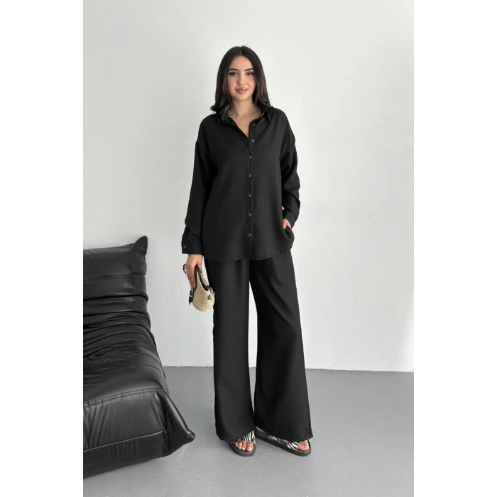 Keten Kumaş Gömlek Pantolon İkili Takım