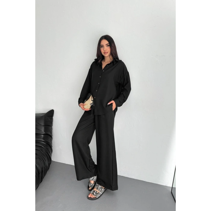 Keten Kumaş Gömlek Pantolon İkili Takım