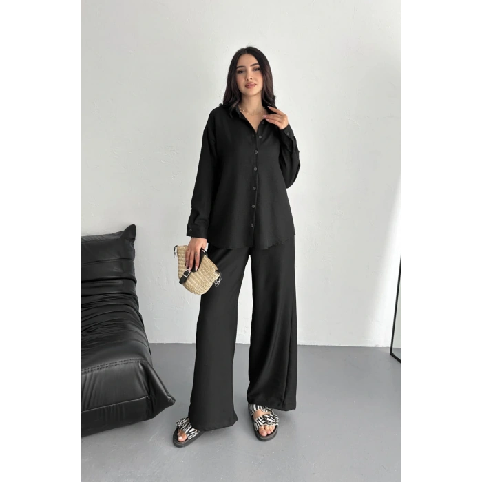 Keten Kumaş Gömlek Pantolon İkili Takım