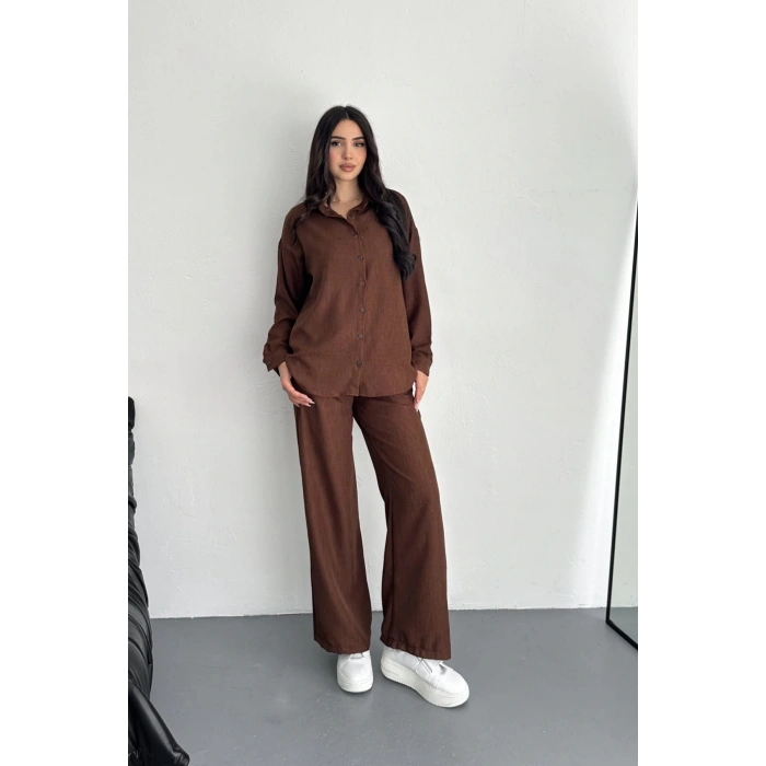 Keten Kumaş Gömlek Pantolon İkili Takım