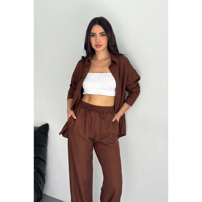 Keten Kumaş Gömlek Pantolon İkili Takım