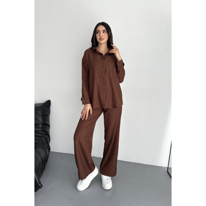 Keten Kumaş Gömlek Pantolon İkili Takım