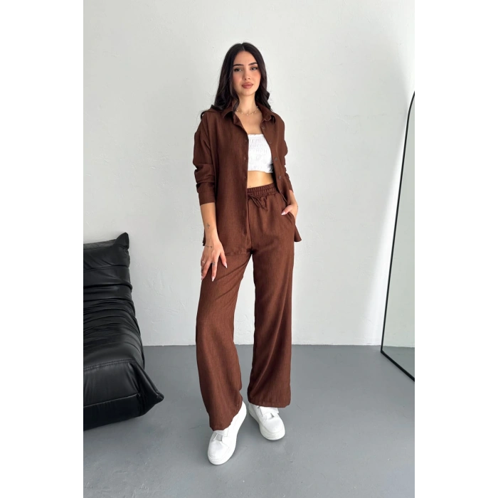 Keten Kumaş Gömlek Pantolon İkili Takım