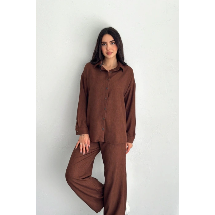 Keten Kumaş Gömlek Pantolon İkili Takım