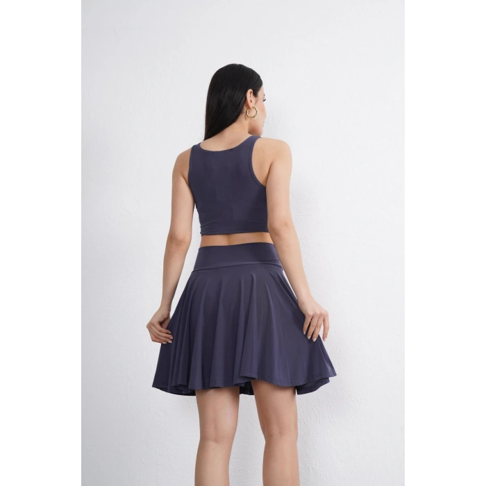 Sandy Kumaş Crop-Şort Etek İkili Takım