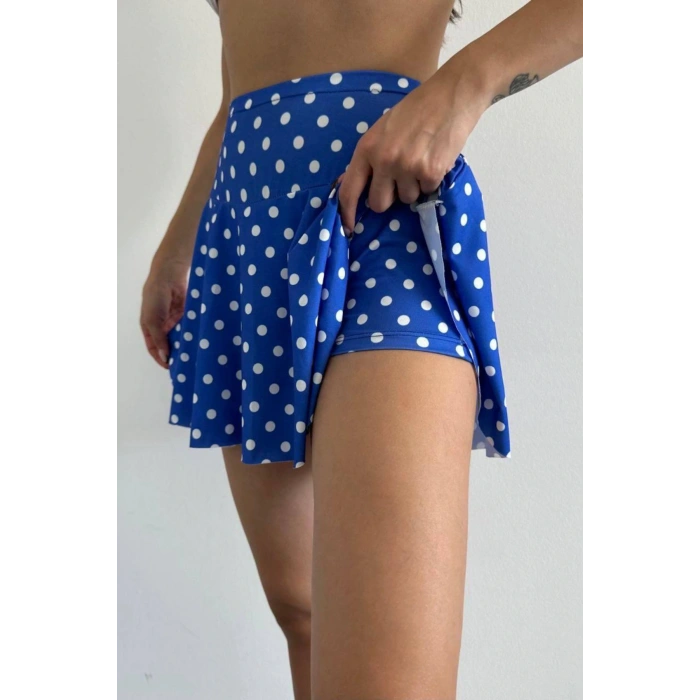 Yüksek Bel Puantiyeli Şort Etek