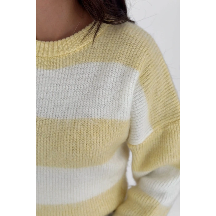 Bisiklet Yaka Renk Bloklu Kadın Triko Kazak