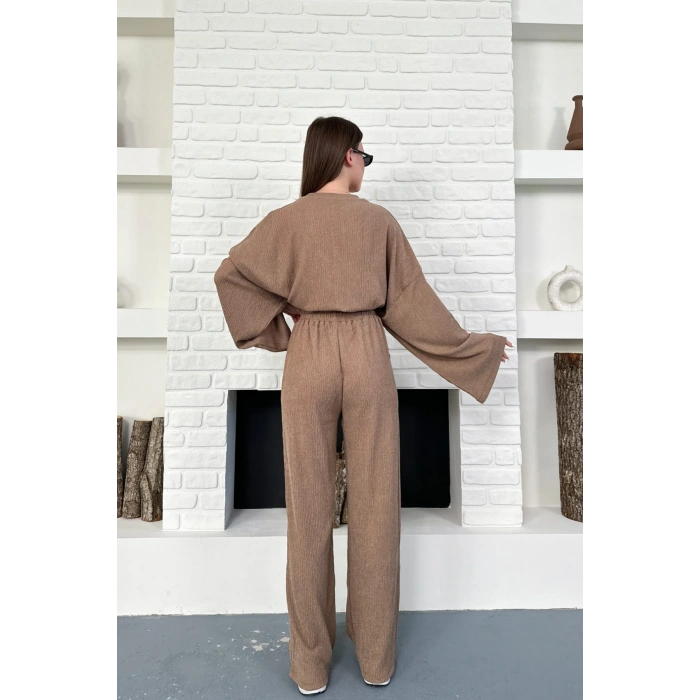 Kadın Uzun Kollu Crop Ve Yüksek Bel Pantolon Alt Üst Takım