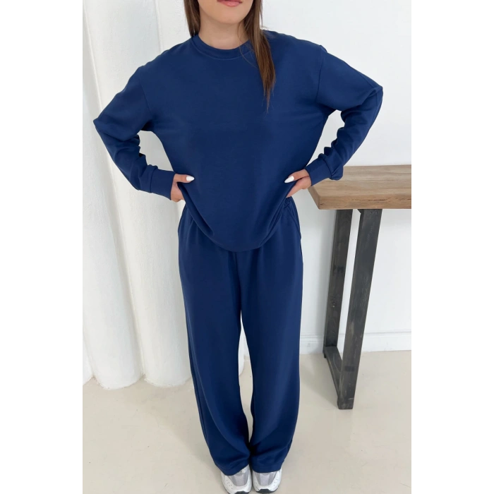 Kadın Lacivert Modal Kumaş Rahat Kesim İkili Takım