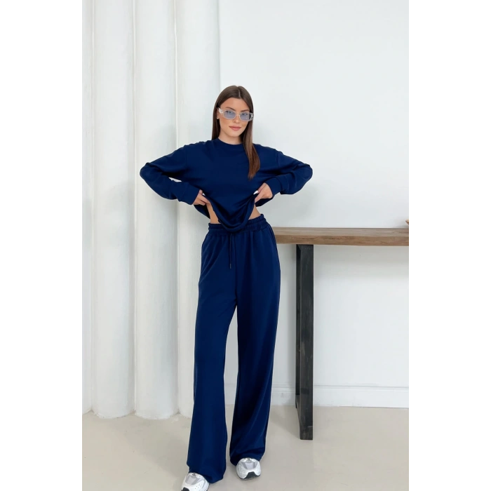 Kadın Lacivert Modal Kumaş Rahat Kesim İkili Takım