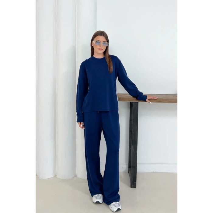 Kadın Lacivert Modal Kumaş Rahat Kesim İkili Takım