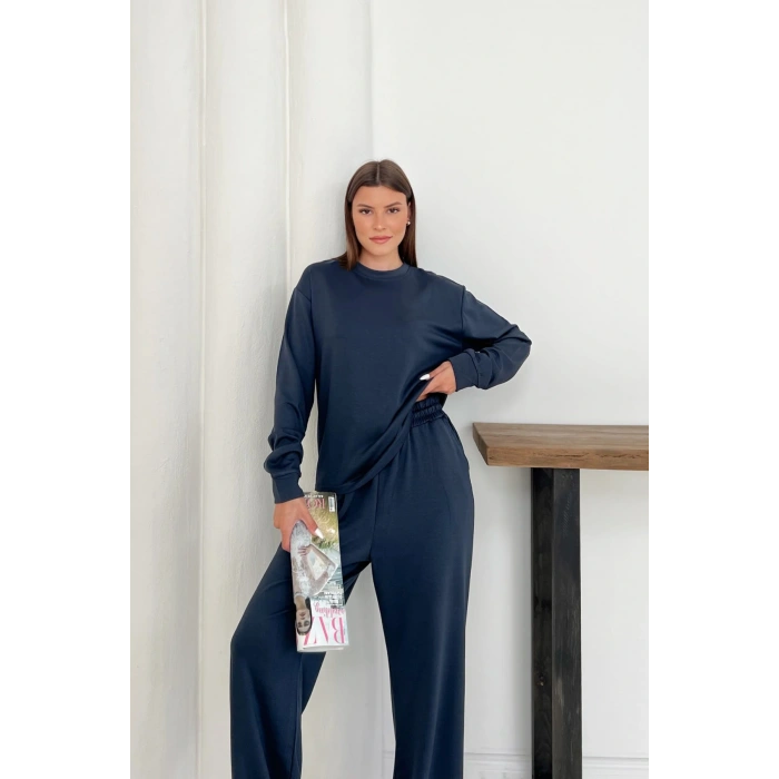 Kadın Antrasit Modal Kumaş Rahat Kesim İkili Takım