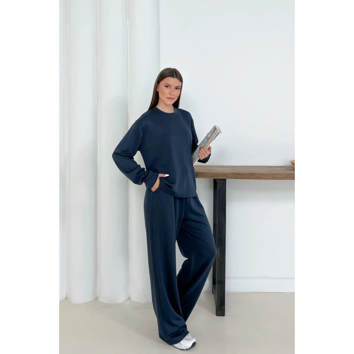 Kadın Antrasit Modal Kumaş Rahat Kesim İkili Takım