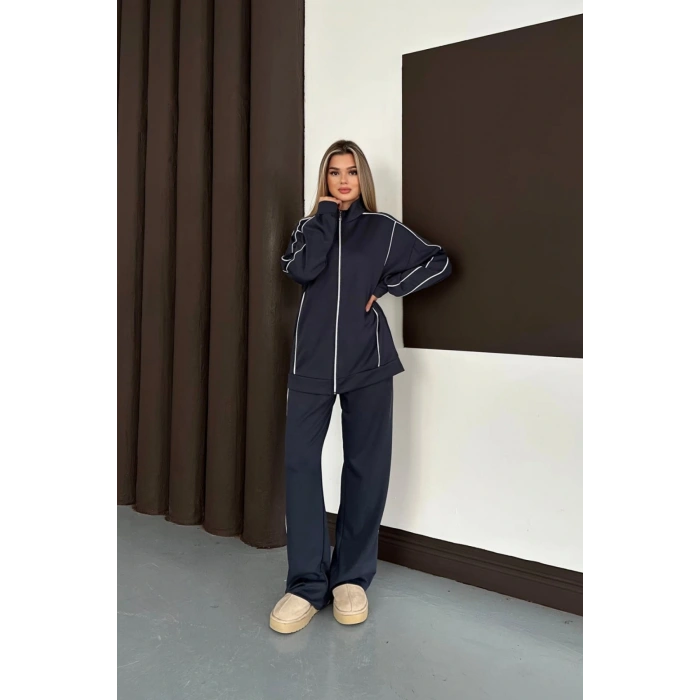 Kadın Antrasit Ara Biyeli Uzun Eşofman Takımı