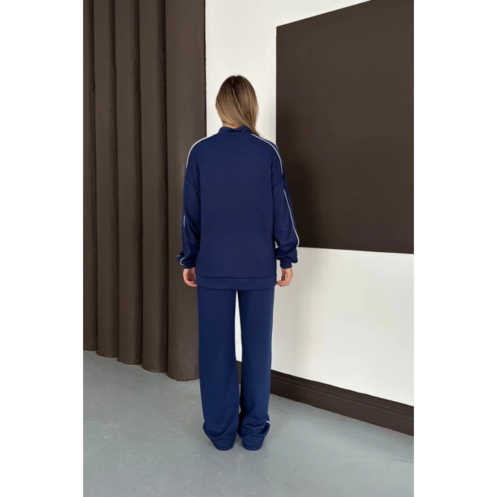 Kadın Lacivert Ara Biyeli Uzun Eşofman Takımı