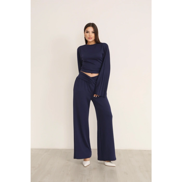Kadın Çapraz Bel Palazzo Pantolonlu İkili Takım