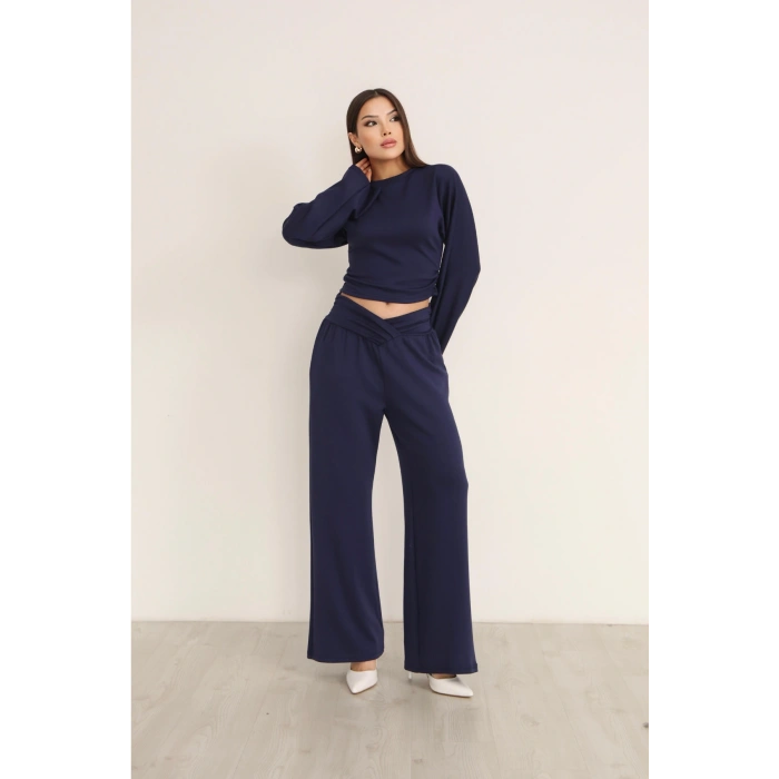 Kadın Çapraz Bel Palazzo Pantolonlu İkili Takım