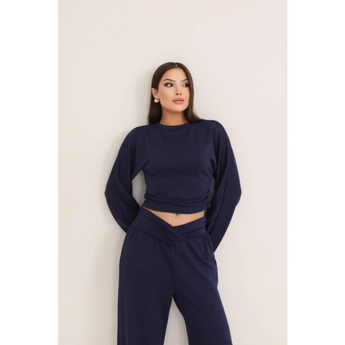 Kadın Çapraz Bel Palazzo Pantolonlu İkili Takım