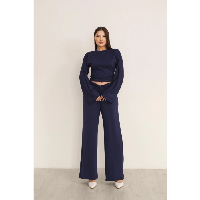 Kadın Çapraz Bel Palazzo Pantolonlu İkili Takım