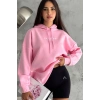 Yanı Fermuar Detaylı forever Baskılı Sweatshirt