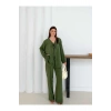 Kadın Haki Aerobin Kumaş Pantolon Ve Kimona İkili Takım