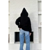 Siyah Unisex Kar Maskeli Samuray Kapüşonlu Oversize Hırka