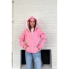 Pembe Unisex Kar Maskeli Samuray Kapüşonlu Oversize Hırka