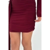 Kadın Bordo Sandy Drapeli Gold Toka Detaylı Mini Elbise