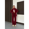 Kadın Bordo Ara Biyeli Uzun Eşofman Takımı