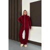 Kadın Bordo Ara Biyeli Uzun Eşofman Takımı