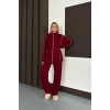 Kadın Bordo Ara Biyeli Uzun Eşofman Takımı