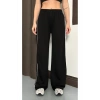 Kadın Siyah Yan Şeritli Modal Bol Paça Baggy Eşofman Altı