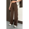 Kadın Kahverengi Yan Şeritli Modal Bol Paça Baggy Eşofman Altı