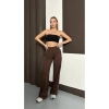 Kadın Kahverengi Yan Şeritli Modal Bol Paça Baggy Eşofman Altı