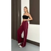 Kadın Bordo Yan Şeritli Modal Bol Paça Baggy Eşofman Altı