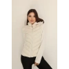 Kadın Krem Kapüşonlu Şişme Mont – Fermuarlı
