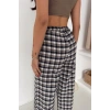 Kadın Ekose Yüksek Bel Palazzo Pantolon