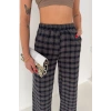 Kadın Ekose Yüksek Bel Palazzo Pantolon