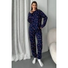 Kadın Şeker Desenli Alt Üst Pijama Takımı-Lacivert