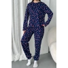 Kadın Şeker Desenli Alt Üst Pijama Takımı-Lacivert