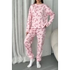 Kadın Şeker Desenli Alt Üst Pijama Takımı-Pembe