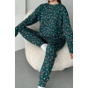 Kadın Şeker Desenli Alt Üst Pijama Takımı-Yeşil