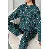 Kadın Şeker Desenli Alt Üst Pijama Takımı-Yeşil